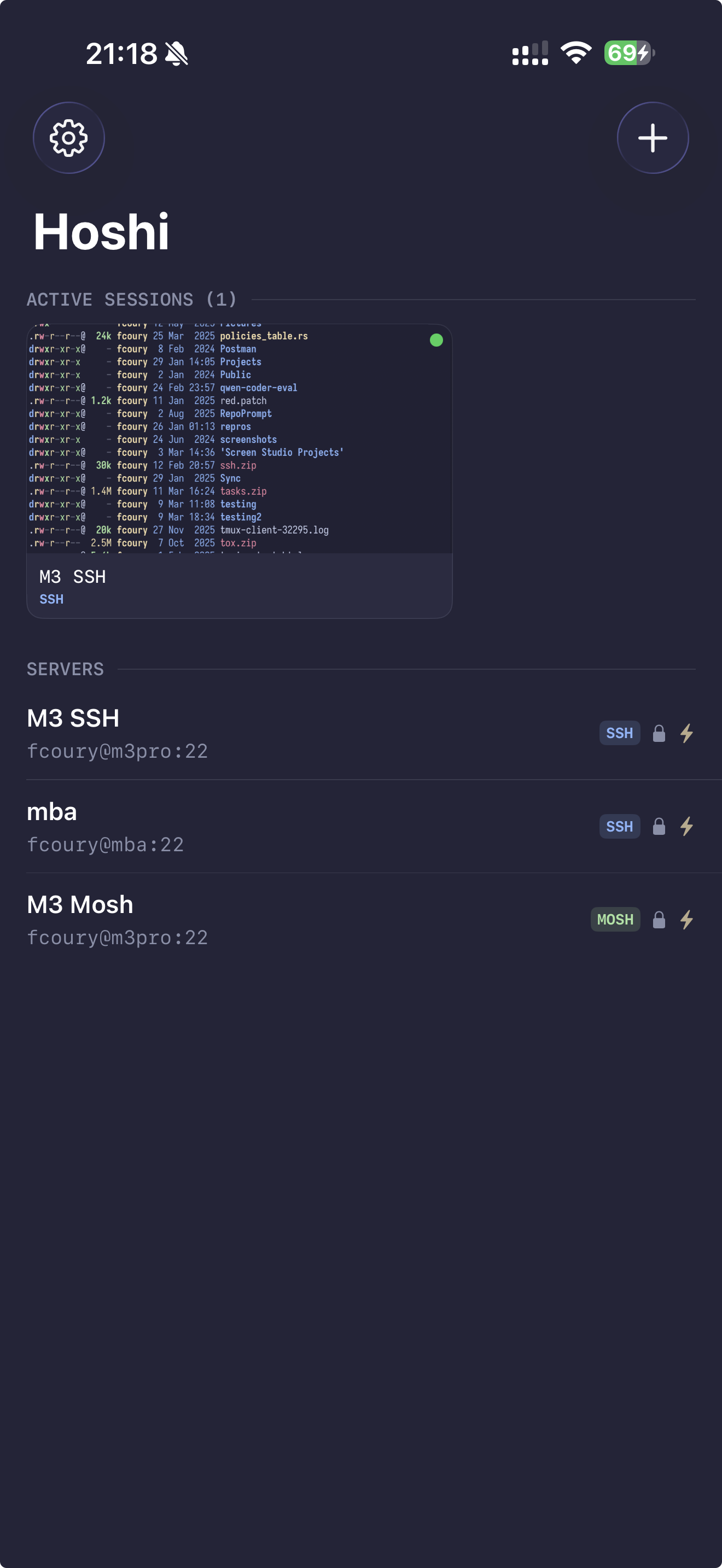 Server list with multiple connections